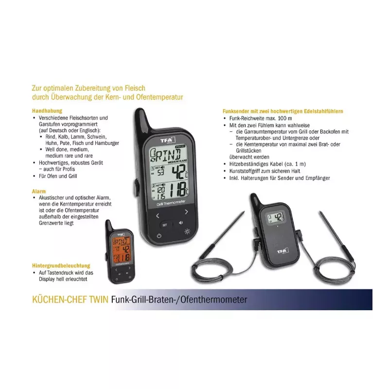 Food thermometer TFA-Dostmann KÜCHEN-CHEF TWIN 0 - 300 °C Digital