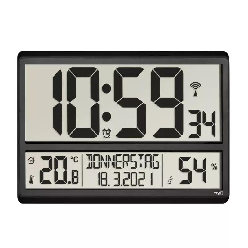 Digital alarm clock TFA-Dostmann 60.4520.01 Black Battery Powered