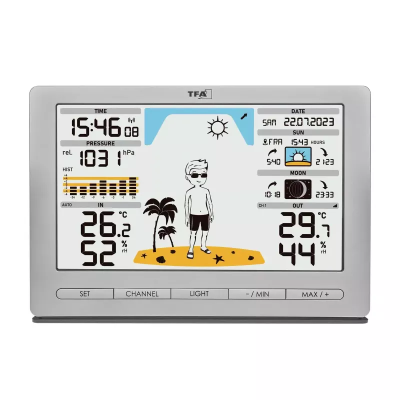 TFA-Dostmann Meteo Jack Silver Indoor Outdoor Thermometer Hygrometer Barometer