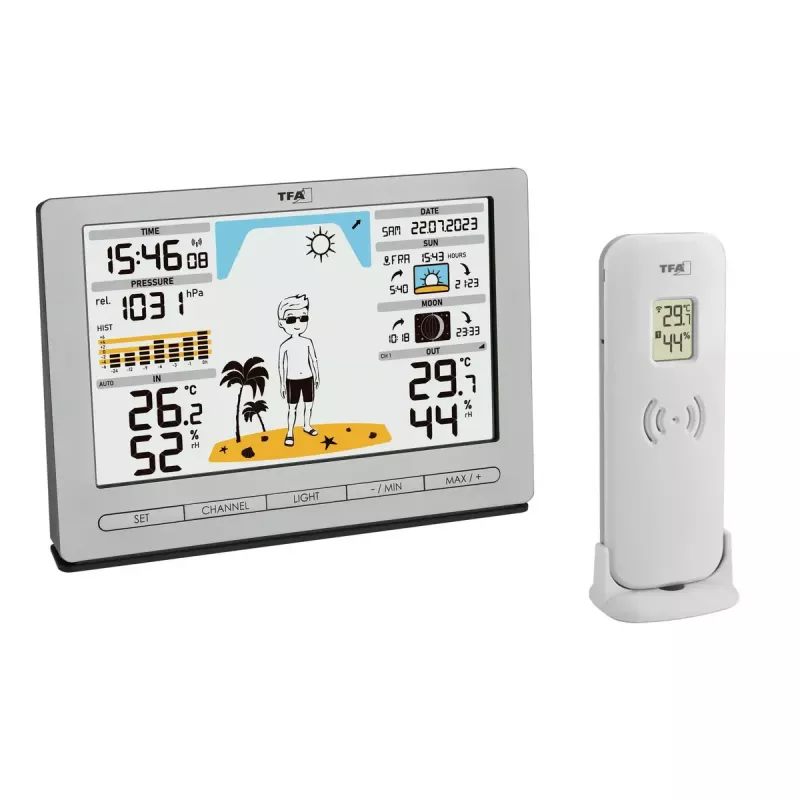 TFA-Dostmann Meteo Jack Silver Indoor Outdoor Thermometer Hygrometer Barometer