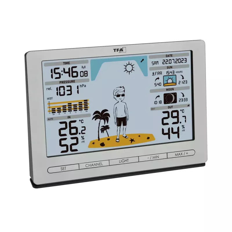 TFA-Dostmann Meteo Jack Silver Indoor Outdoor Thermometer Hygrometer Barometer