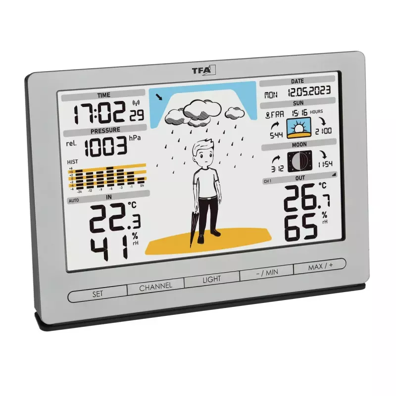 TFA-Dostmann Meteo Jack Silver Indoor Outdoor Thermometer Hygrometer Barometer