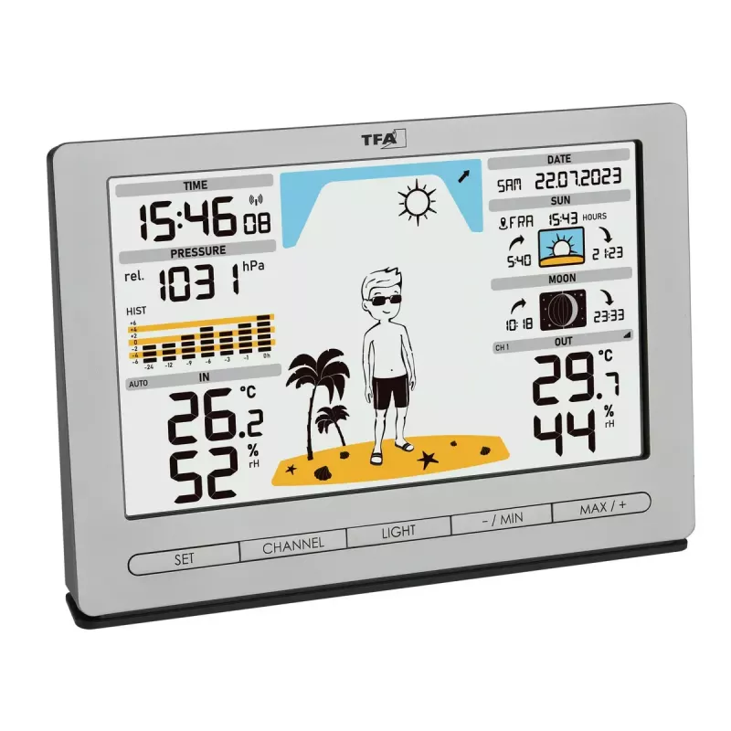 TFA-Dostmann Meteo Jack Silver Indoor Outdoor Thermometer Hygrometer Barometer