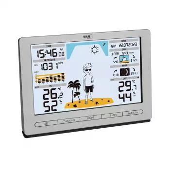 TFA-Dostmann Meteo Jack Silver Indoor Outdoor Thermometer Hygrometer Barometer