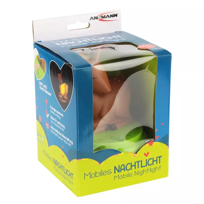 ANSMANN baby night-light 1800-0059 — LED, yellow light, battery AA ×3, 119×119×137 mm, brown/green