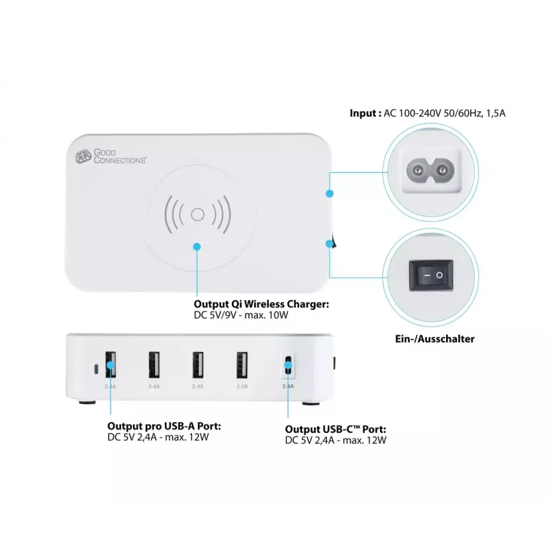 Mobile device charger Alcasa PCA-D005W Universal White AC Wireless Fast charging