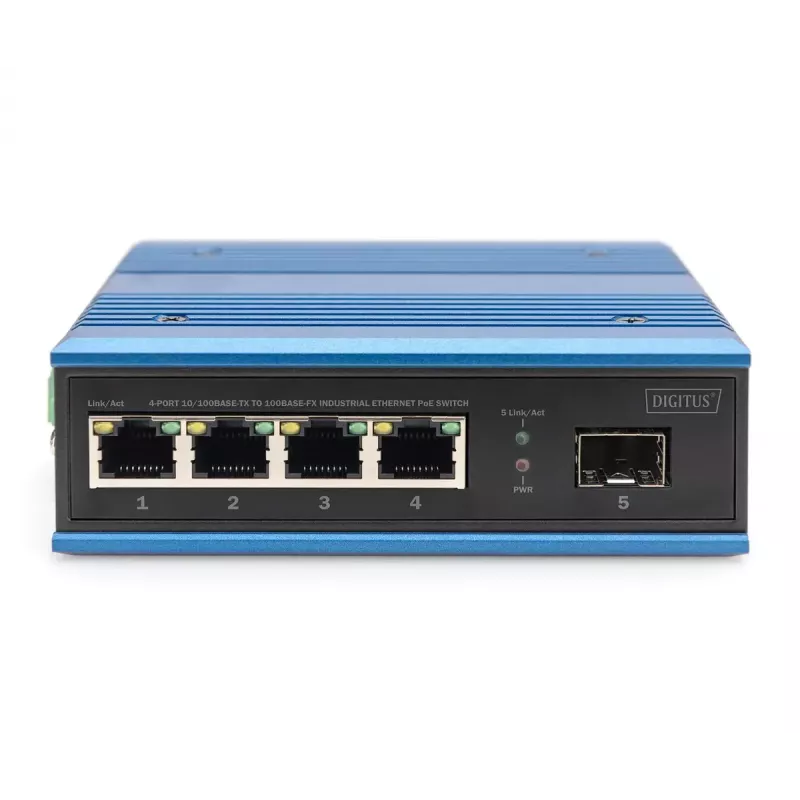 Digitus 4 Port Fast Ethernet Network PoE Switch Industrial Unmanaged 1 SFP Uplink