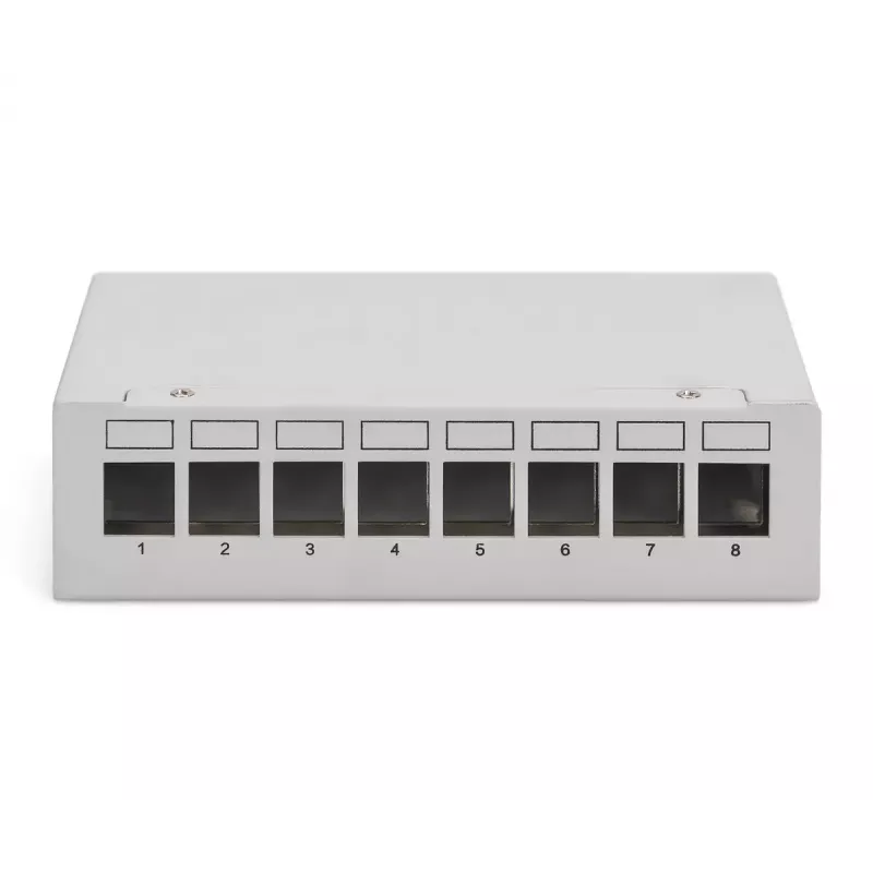 Patch panel DIGITUS Desktop modular blank, shielded, 8-port, steel, grey, wall-mount