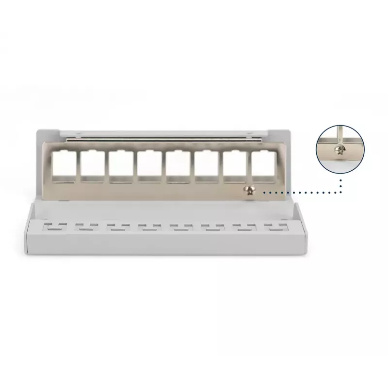 Patch panel DIGITUS Desktop modular blank, shielded, 8-port, steel, grey, wall-mount