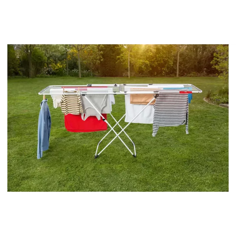 Floor-standing drying rack VILEDA Doble 157246 — aluminium & steel, 22 m drying space, foldable, 209 cm length