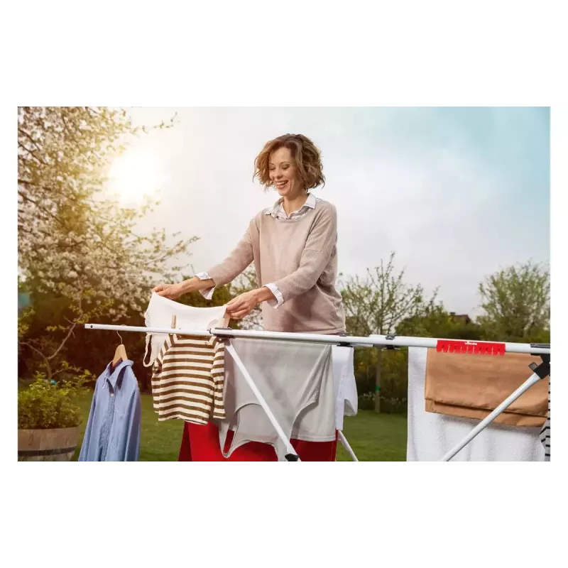 Floor-standing drying rack VILEDA Doble 157246 — aluminium & steel, 22 m drying space, foldable, 209 cm length