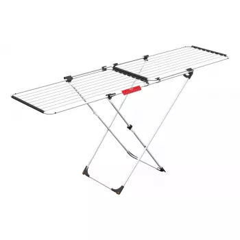 Floor-standing drying rack VILEDA Doble 157246 — aluminium & steel, 22 m drying space, foldable, 209 cm length
