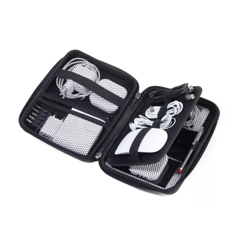 Makeup/Manicure Case TROIKA CBO11/BK Black Leather Velvet 160x220x50mm