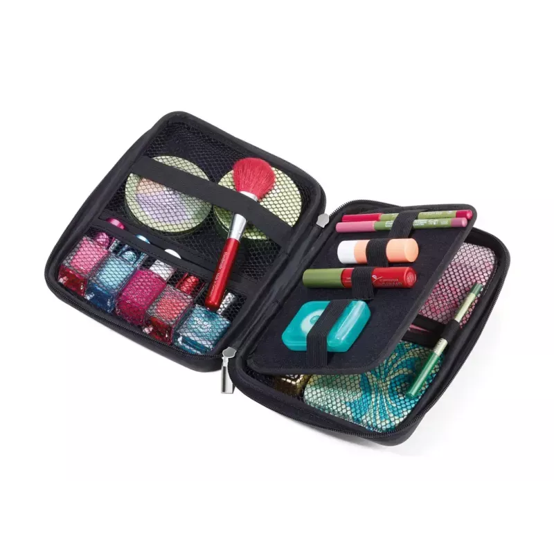 Makeup/Manicure Case TROIKA CBO11/BK Black Leather Velvet 160x220x50mm