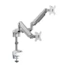 Dual-display gas-arm monitor mount Tripp Lite (EATON) DDR1732DAL for 13–34 inch screens, clamp or grommet, USB & audio ports, silver