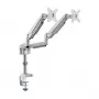 Dual-display gas-arm monitor mount Tripp Lite (EATON) DDR1732DAL for 13–34 inch screens, clamp or grommet, USB & audio ports, silver