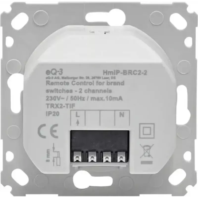 Electrical switch accessory eQ-3 Homematic IP 161839A0, white, 71×71×37 mm