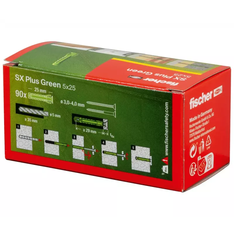 Screw Anchor Fischer SX Plus Green 25 mm 90 pcs