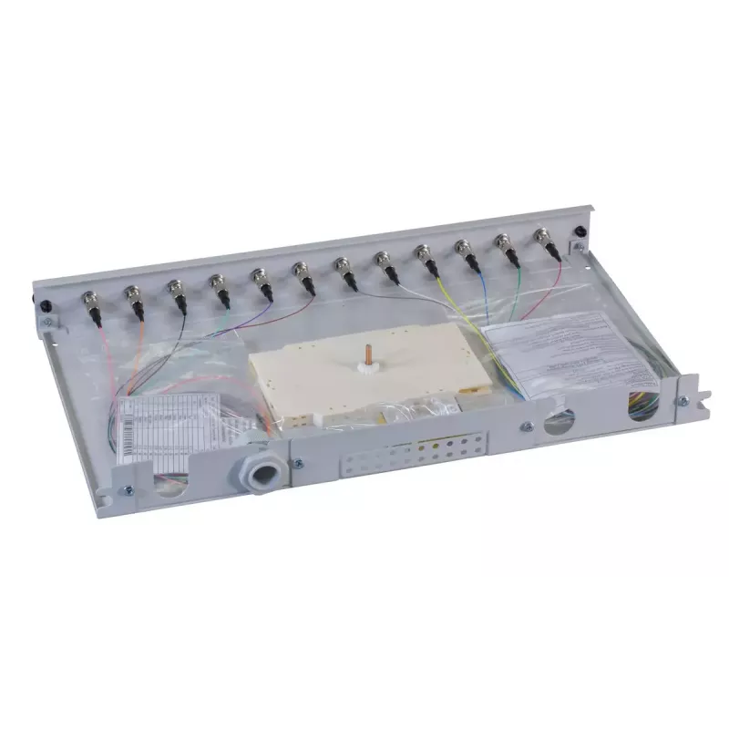 Patch panel 1U EFB Elektronik B71006.12OM4 — ST fiber connectors, metal, 483×44.5×244 mm