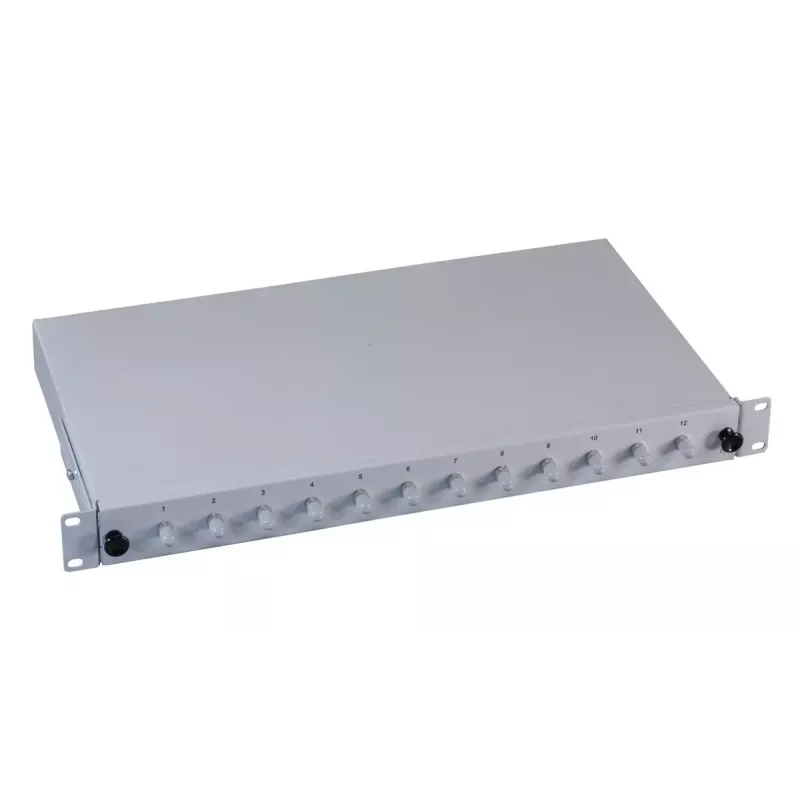 Patch panel 1U EFB Elektronik B71006.12OM4 — ST fiber connectors, metal, 483×44.5×244 mm
