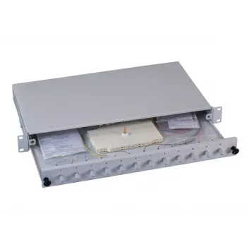 Patch panel 1U EFB Elektronik B71006.12OM4 — ST fiber connectors, metal, 483×44.5×244 mm