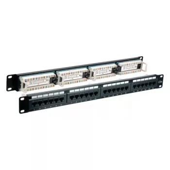 Patch panel EFB Elektronik 37585.1, 24-port RJ-45, 1U rack, 5000 Mbit/s, gold contacts, black