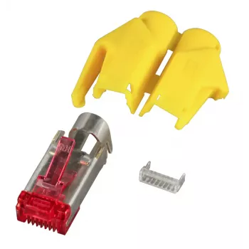 RJ-45 male wire connector Hirose H7641.5-100, yellow/red, 100 pcs