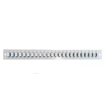 Patch panel accessory EFB Elektronik SB-FP-24SC-S-OM3 — 1U rack, 24 SC OM3 ports, grey, 432×13×43.5 mm