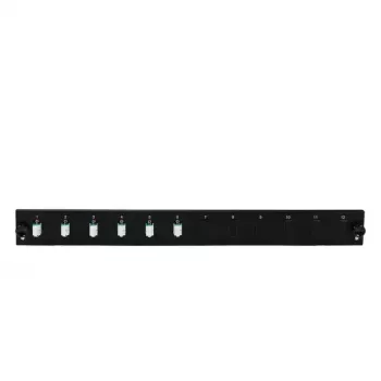 Patch panel accessory EFB Elektronik SB-FP-S-6SC-S-OM3 — 1U rack mount, 6 SC sockets, OM3, 432×13×43.5 mm, black
