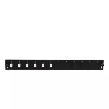 Patch panel accessory EFB Elektronik SB-FP-S-6SC-S-OM4 — 1U rack, 6 SC adapters, OM4, 432×13×43.5 mm, black