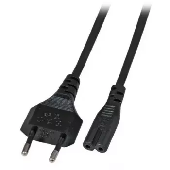 Power cable EFB Elektronik Euro‑C7, 180° angled, black, 5 m, 2×0.75 mm²