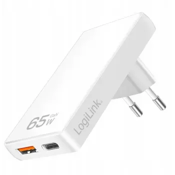 Wall outlet USB adapter LOGILINK PA0368 — 1×USB-A, 1×USB-C, 65W, white