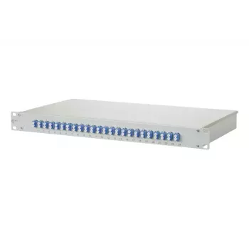 METZ CONNECT OpDAT 1U 24-Port LC Duplex OM4 Multimode Fiber Optic Patch Panel, Grey