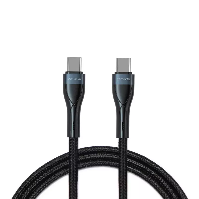 USB-C to USB-C cable 1 m, 4smarts 540429, Black, 0.48 Gbit/s