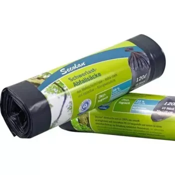 Secolan heavy duty garbage bags 120 L, pack 1×10, grey/black