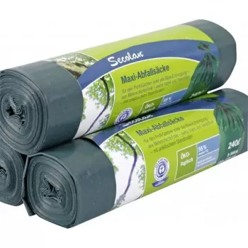 Trash Bags Secolan 1x5 Maxi 240L Green/Black for Large Waste Containers