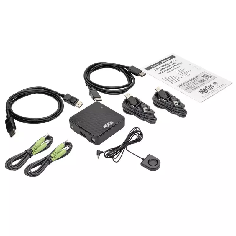 KVM switch 2-port DisplayPort Tripp Lite B004-DP2UA2-K, 4K@60Hz, USB keyboard/mouse, audio, cables