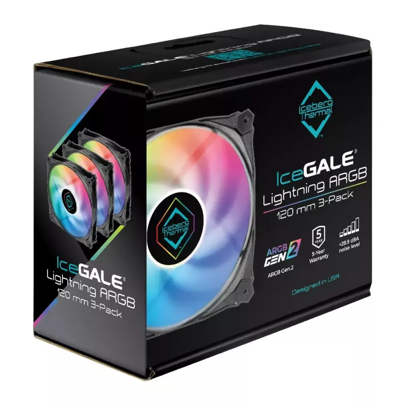 Fan Iceberg Thermal IceGALE Lightning ARGB 12 cm Black 3 pc(s)