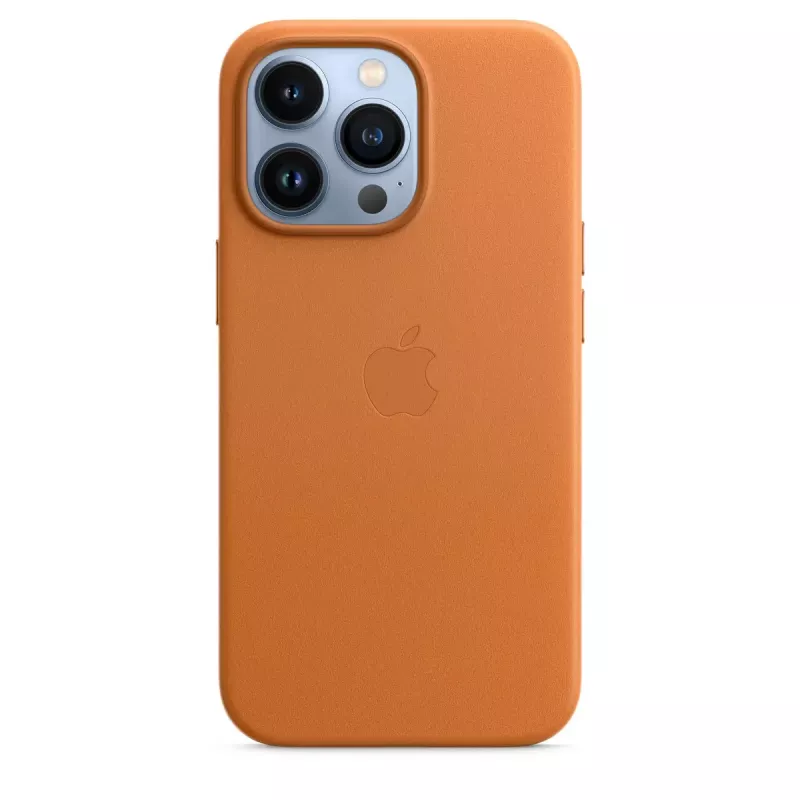 Leather MagSafe Cover for iPhone 13 Pro by Apple — Brown/Gold, for 6.1 inch