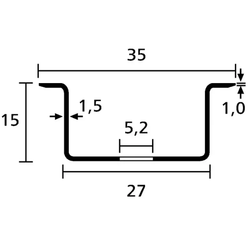 Cable tray accessory HellermannTyton 181-47101 — steel, 35 mm wide, 15 mm high