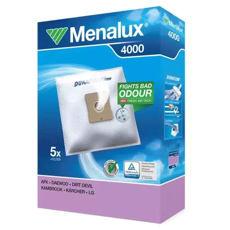 Dust bag Menalux 4000 for Cylinder vacuum 5 bags 1 filter