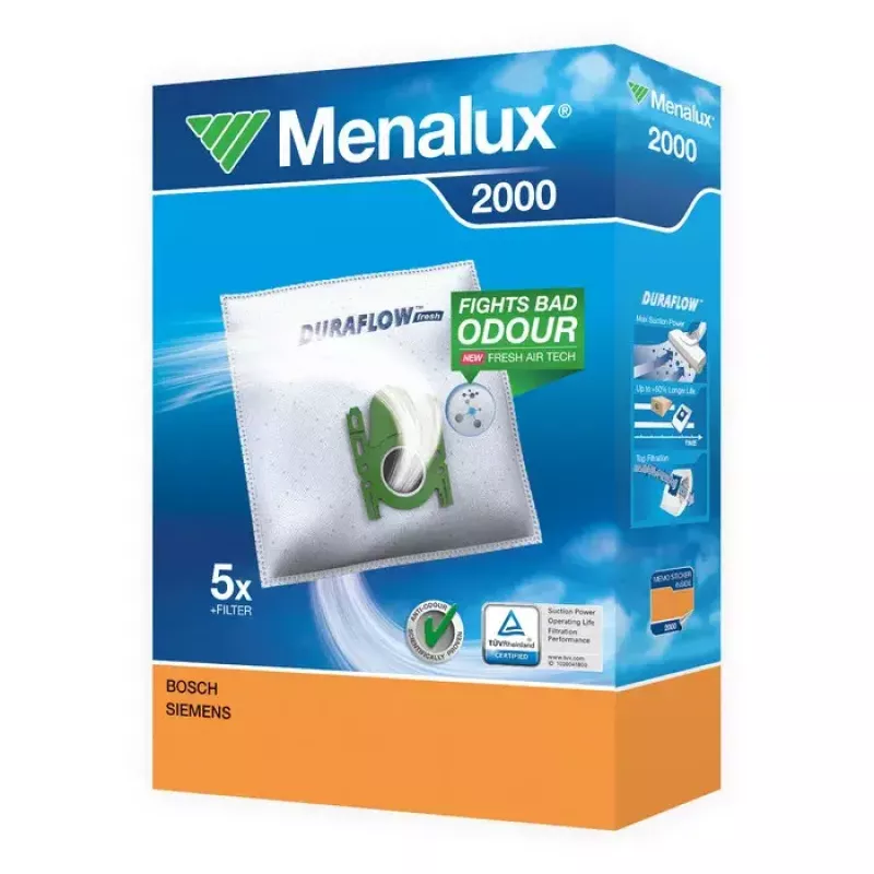 Dust bag for cylinder vacuum Menalux 2000, disposable white fabric, compatible with cylinder vacuums