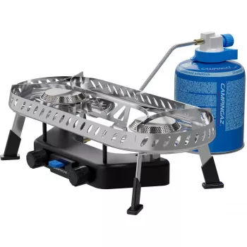 Portable Campingaz Camp & Trek Twin Connect gas stove – two-burner portable camping cooker, Twin Connect system