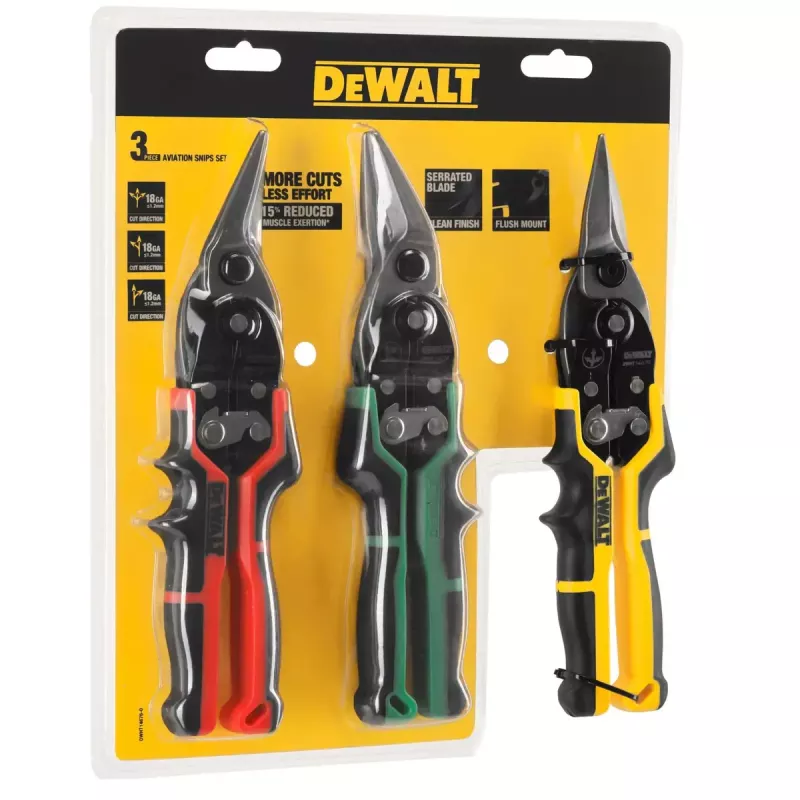 DeWALT DWHT14676-0 aviation snips set, 3 pieces