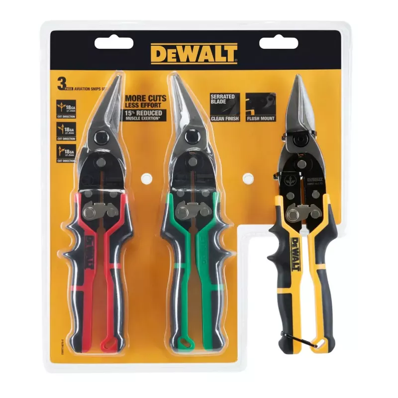 DeWALT DWHT14676-0 aviation snips set, 3 pieces
