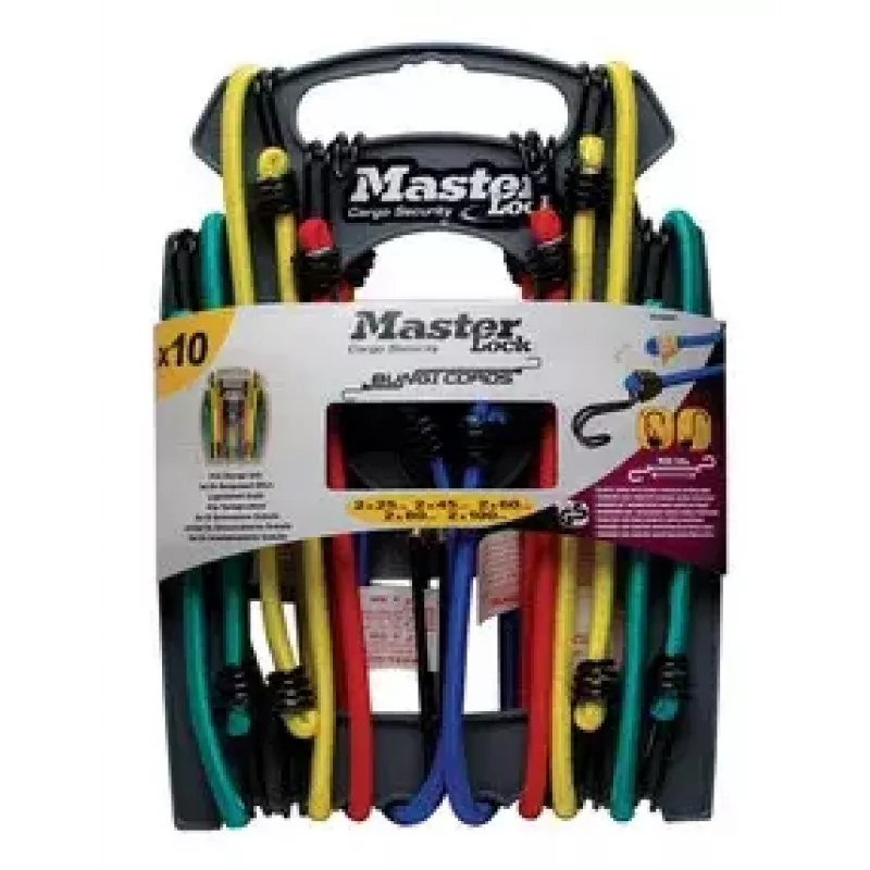 Bungee Cord MASTER LOCK Reverse Twin Wire Pack Multicolour 10 pcs