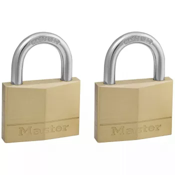 Padlock MASTERLOCK 50 mm solid brass body, 2-pack, cylindrical shackle