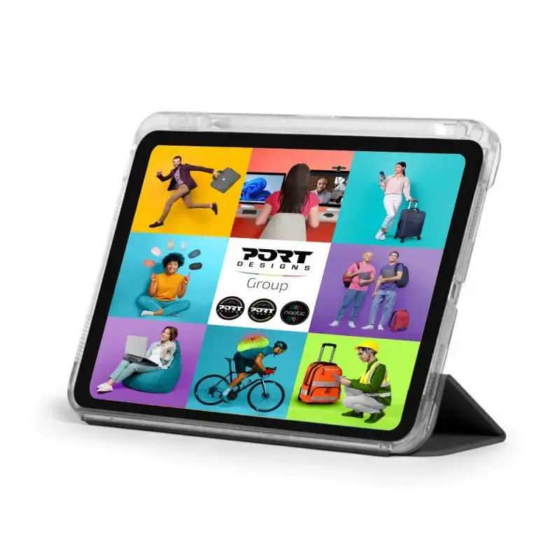 Tablet flip case Port Designs 201350 for iPad 10.9 inch (27.7 cm) PET, 3 stand modes, Black/Transparent