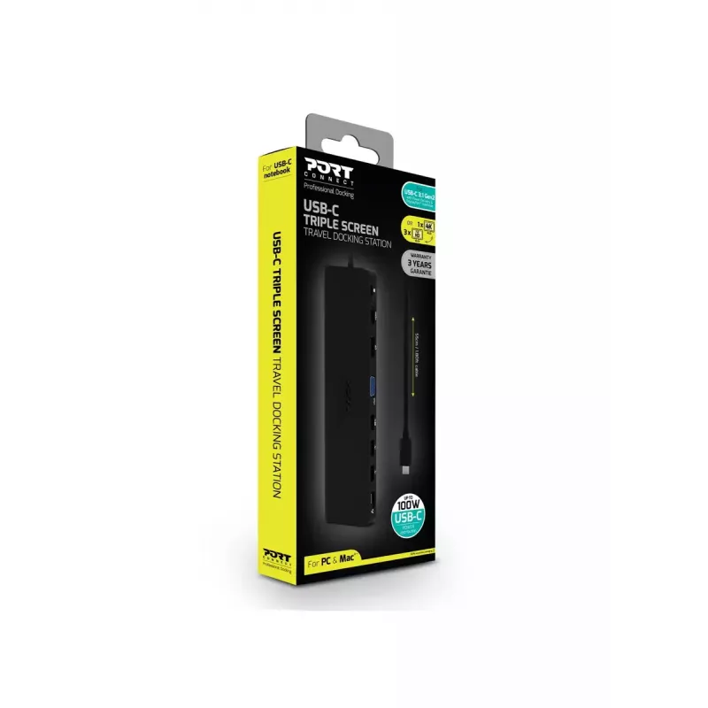 Laptop Dock Port Replicator Port Designs 901906-W USB 3.2 Gen 2 Type-C Black