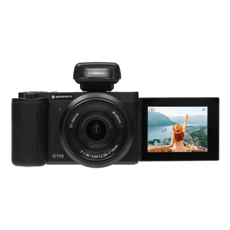 Compact camera AgfaPhoto Realishot C110 — 24 MP, 1/3.06 inch CMOS, 3x optical zoom, 4K, Wi‑Fi, 2.8 inch touchscreen, black